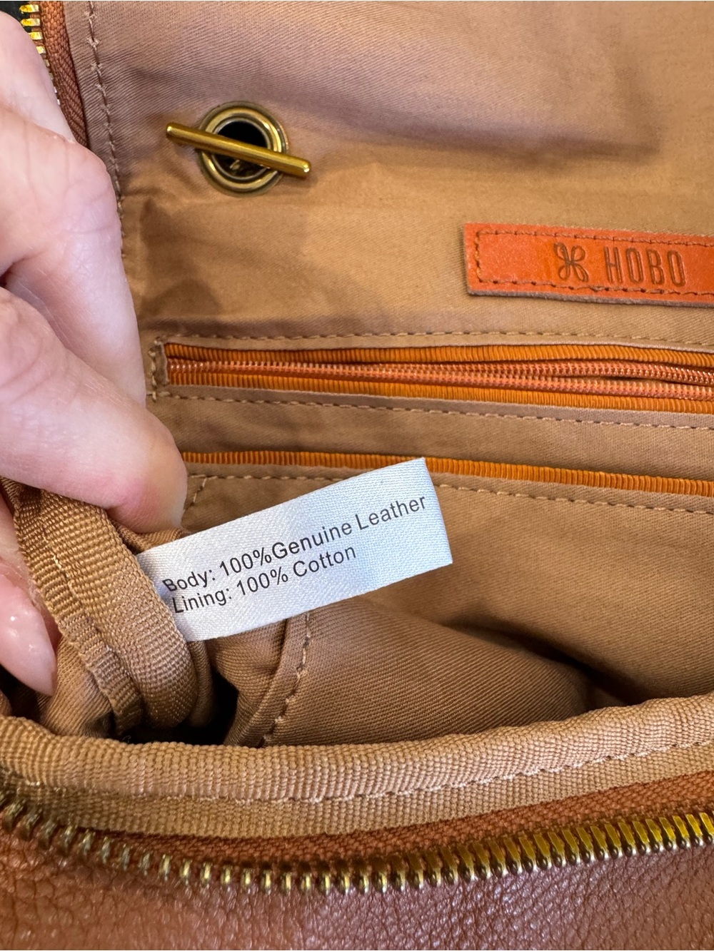 🧡HOBO Fern Foldover Leather Crossbody Messenger Cognac - Picture 16 of 16